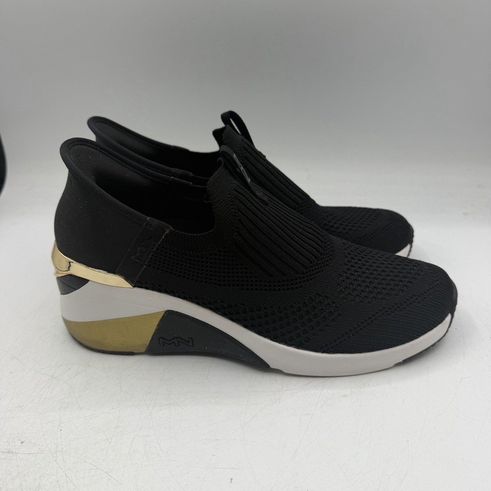 Skechers Mark Nason A-Wedge Crecent Shoes Womens Sz 8 Black Gold Slip-On 177667